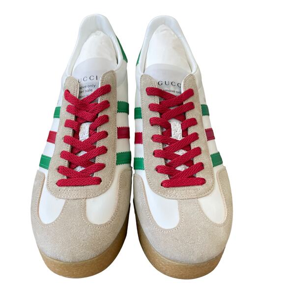 Adidas x Gucci Wedge Gazelle Platform Sneakers in White Leather US 10.5 IT 40.5 - Picture 11 of 15
